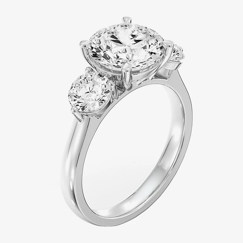 Love Lives Forever (F / Si1-Si2) Womens 4 CT. T.W. Lab Grown White Diamond 10K Gold Round 3-Stone Engagement Ring