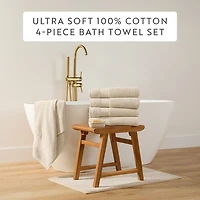 Casual Comfort Essential 4-Piece 100% Cotton Ultra Soft Bath Towel Set
