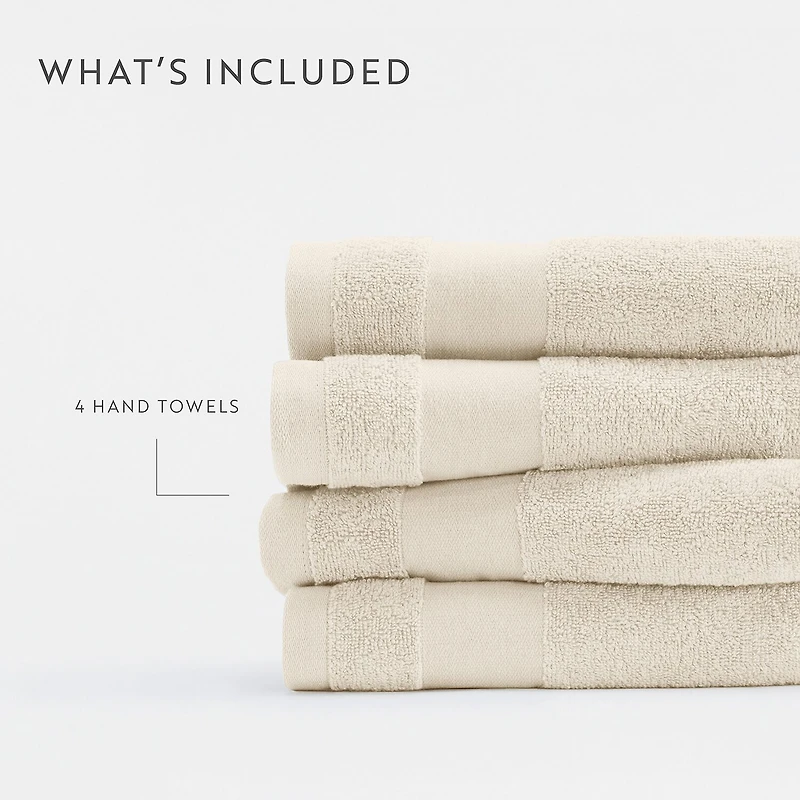 Casual Comfort Essential 4-Piece 100% Cotton Ultra Soft Hand Towel Sets