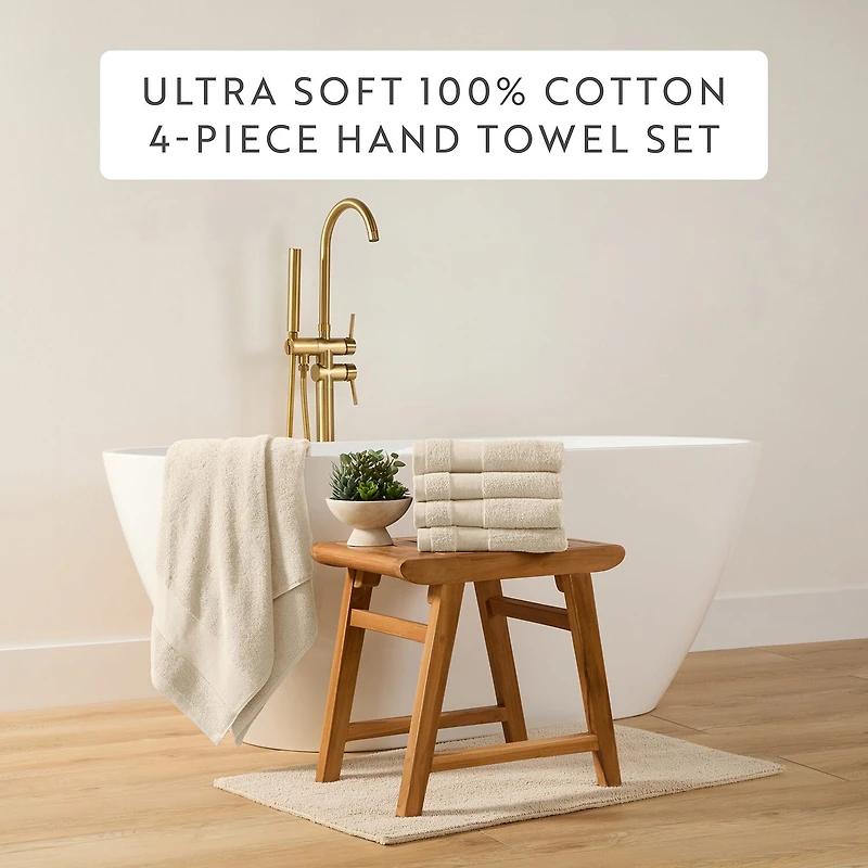 Casual Comfort Essential 4-Piece 100% Cotton Ultra Soft Hand Towel Sets