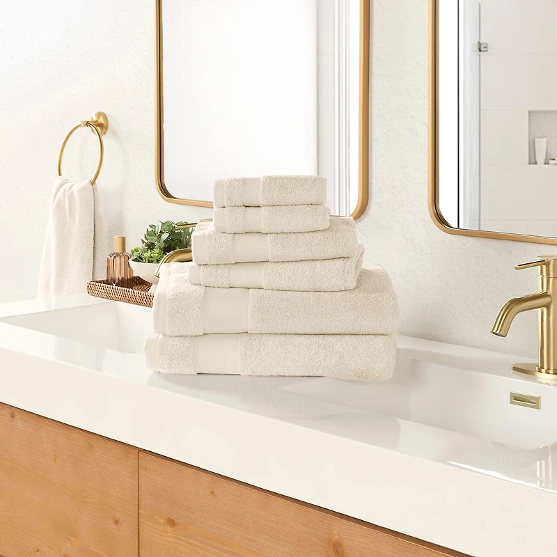 Casual Comfort Essential 6-Piece 100% Cotton Ultra Soft Bath Towel Sets