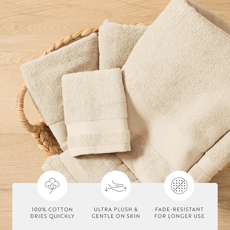 Casual Comfort Essential 6-Piece 100% Cotton Ultra Soft Washcloth Towel Set