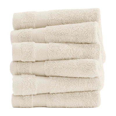 Casual Comfort Essential 6-Piece 100% Cotton Ultra Soft Washcloth Towel Set