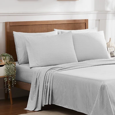 Sweet Home Collection™ Classic Stripes Printed Sheet Set, Deluxe Ultra Soft, Double Brushed Microfiber with Bonus Pillowcases