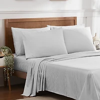 Sweet Home Collection™ Classic Stripes Printed Sheet Set, Deluxe Ultra Soft, Double Brushed Microfiber with Bonus Pillowcases