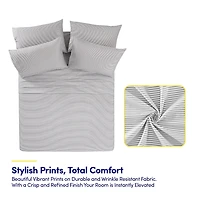 Sweet Home Collection™ Classic Stripes Printed Sheet Set, Deluxe Ultra Soft, Double Brushed Microfiber with Bonus Pillowcases