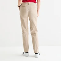 IZOD Womens Juniors Straight Mid Rise Flat Front Pant