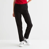 IZOD Womens Juniors Straight Mid Rise Flat Front Pant