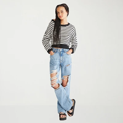 AEROPOSTALE Womens Juniors Short High Rise Baggy Fit Jean