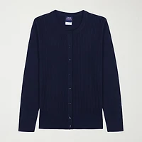 IZOD Womens Jewel Neck Long Sleeve Button Juniors Cardigan