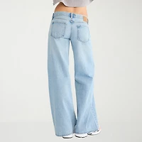 AEROPOSTALE Womens Juniors Short Mid Rise Wide Leg Jean
