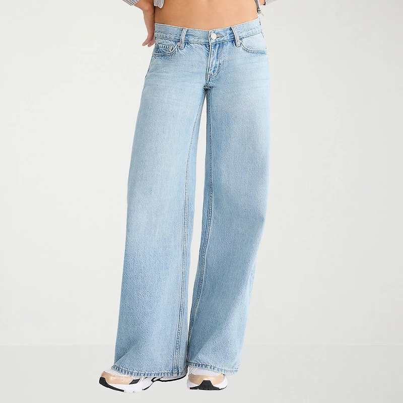 AEROPOSTALE Womens Juniors Short Mid Rise Wide Leg Jean