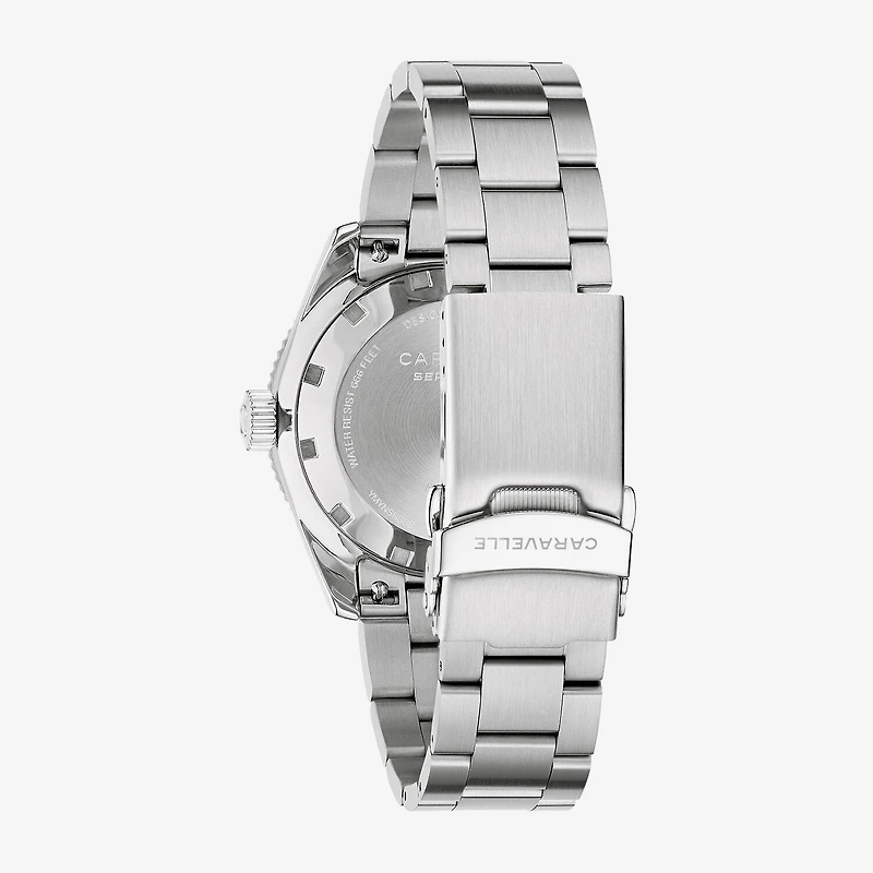 Caravelle Designed By Bulova Caravelle Sea Hunter Mens Automatic Silver Tone Stainless Steel Bracelet Watch 43b179