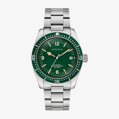 Caravelle Designed By Bulova Caravelle Sea Hunter Mens Automatic Silver Tone Stainless Steel Bracelet Watch 43b179