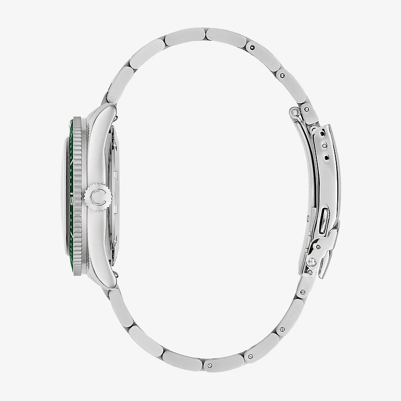 Caravelle Designed By Bulova Caravelle Sea Hunter Mens Automatic Silver Tone Stainless Steel Bracelet Watch 43b179