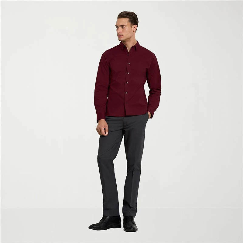 Van Heusen Performance All Way Stretch Mens Long Sleeve Slim Fit Stretch Fabric Button-Down Shirt