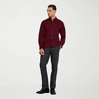 Van Heusen Performance All Way Stretch Mens Long Sleeve Slim Fit Stretch Fabric Button-Down Shirt