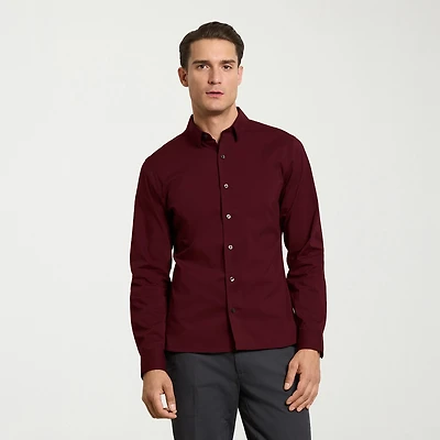 Van Heusen Performance All Way Stretch Mens Long Sleeve Slim Fit Stretch Fabric Button-Down Shirt