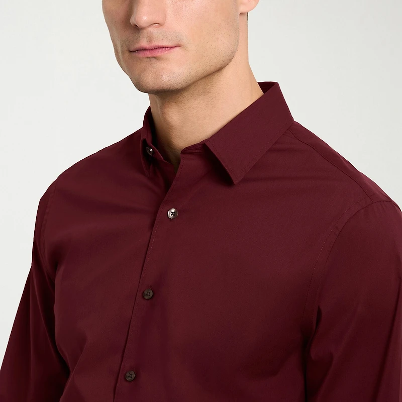 Van Heusen Performance All Way Stretch Mens Long Sleeve Slim Fit Stretch Fabric Button-Down Shirt
