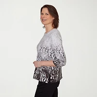 Alfred Dunner Womens Crew Neck 3/4 Sleeve T-Shirt
