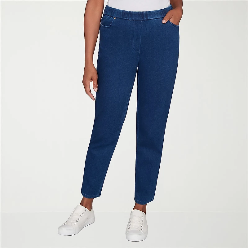 Alfred Dunner Indigo Girls Womens Mid Rise Straight Leg Jean