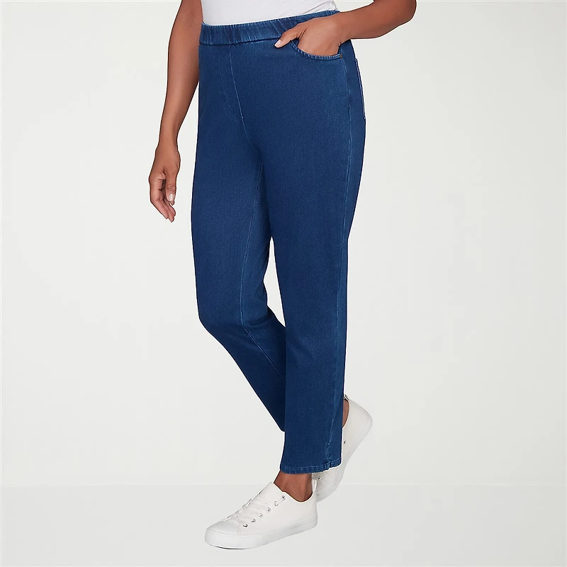 Alfred Dunner Indigo Girls Womens Mid Rise Straight Leg Jean