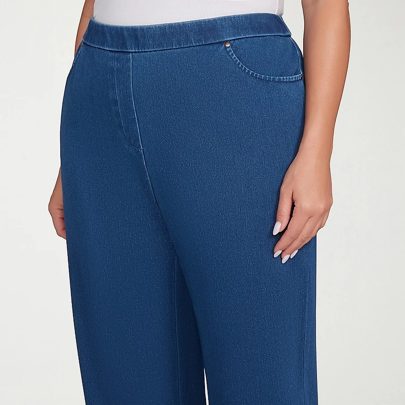 Alfred Dunner Inidigo Girls Womens Mid Rise Straight Leg Jean
