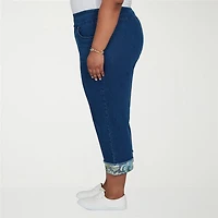 Alfred Dunner Inidigo Girls Womens Plus Straight Mid Rise Cropped Pant