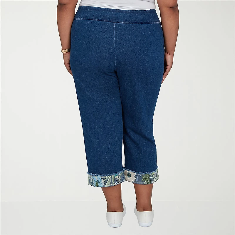 Alfred Dunner Inidigo Girls Womens Plus Straight Mid Rise Cropped Pant