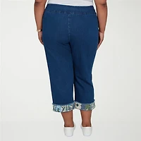 Alfred Dunner Inidigo Girls Womens Plus Straight Mid Rise Cropped Pant