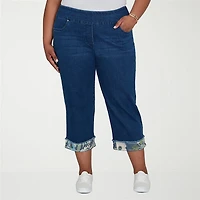 Alfred Dunner Inidigo Girls Womens Plus Straight Mid Rise Cropped Pant