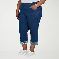 Alfred Dunner Inidigo Girls Womens Plus Straight Mid Rise Cropped Pant