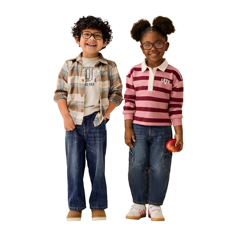 Okie Dokie Toddler & Little Girls Adjustable Waist Barrel Leg Jean