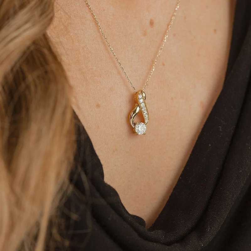 (F / Vs2) Womens 1 CT. T.W. Lab Grown White Diamond 10K Gold 18 Inch Pendant Necklace