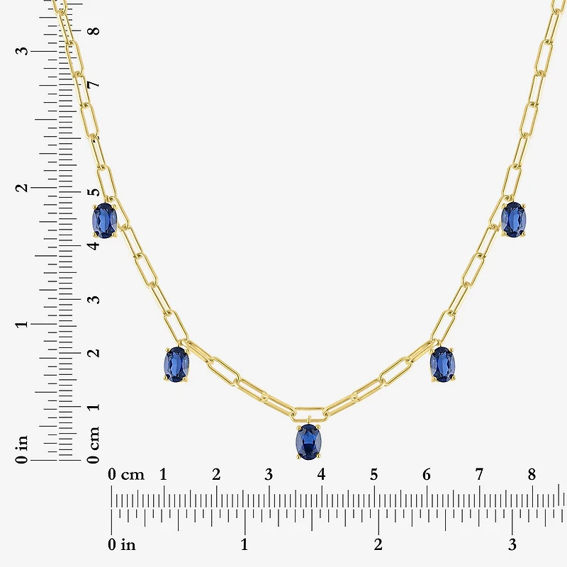 Womens Gemstone 14K Gold Over Brass 18 Inch Link Chain Necklace