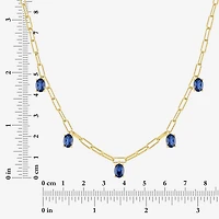 Womens Gemstone 14K Gold Over Brass 18 Inch Link Chain Necklace