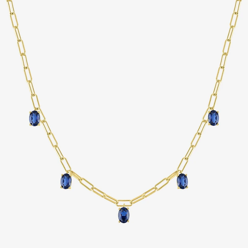 Womens Gemstone 14K Gold Over Brass 18 Inch Link Chain Necklace