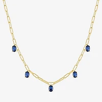 Womens Gemstone 14K Gold Over Brass 18 Inch Link Chain Necklace