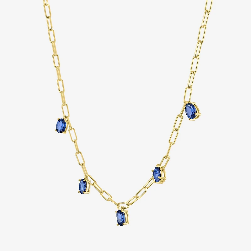 Womens Gemstone 14K Gold Over Brass 18 Inch Link Chain Necklace