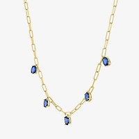 Womens Gemstone 14K Gold Over Brass 18 Inch Link Chain Necklace