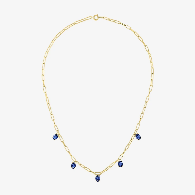 Womens Gemstone 14K Gold Over Brass 18 Inch Link Chain Necklace