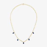 Womens Gemstone 14K Gold Over Brass 18 Inch Link Chain Necklace