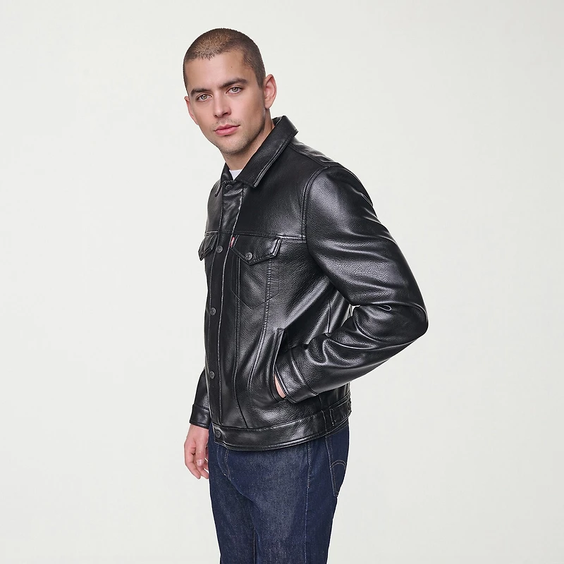 Levi's® Mens Midweight Faux Leather Trucker Jacket