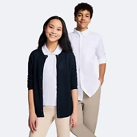 IZOD Womens Jewel Neck Long Sleeve Button Juniors Cardigan