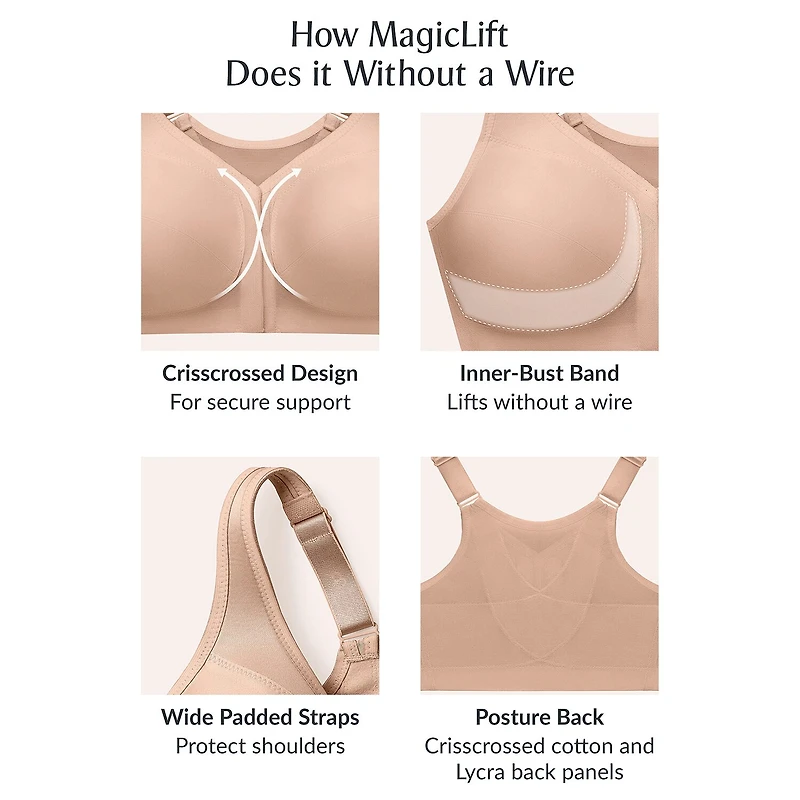Glamorise Magic Lift® Posture Back Support Full Coverage Unlined Wireless Bra 1265