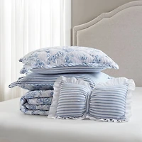 Madison Park Essentials Colette Floral Reversible With Decorative Pillow Quilt Set