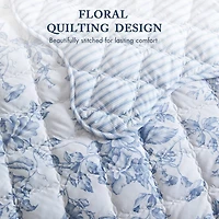 Madison Park Essentials Colette Floral Reversible With Decorative Pillow Quilt Set