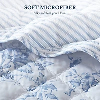 Madison Park Essentials Colette Floral Reversible With Decorative Pillow Quilt Set