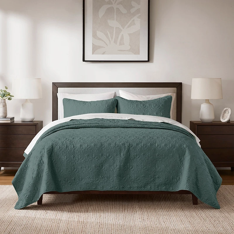 Madison Park Mansfield Antimicrobial Treated Reversible Quilt Set