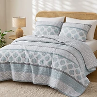 INK+IVY Surya Block Print Cotton 3-pc. Reversible Quilt Set
